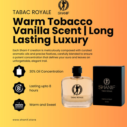 Shani-F Tabac Royale: Luxurious Warm Spicy Tobacco Vanilla Unisex Fragrance Spray
