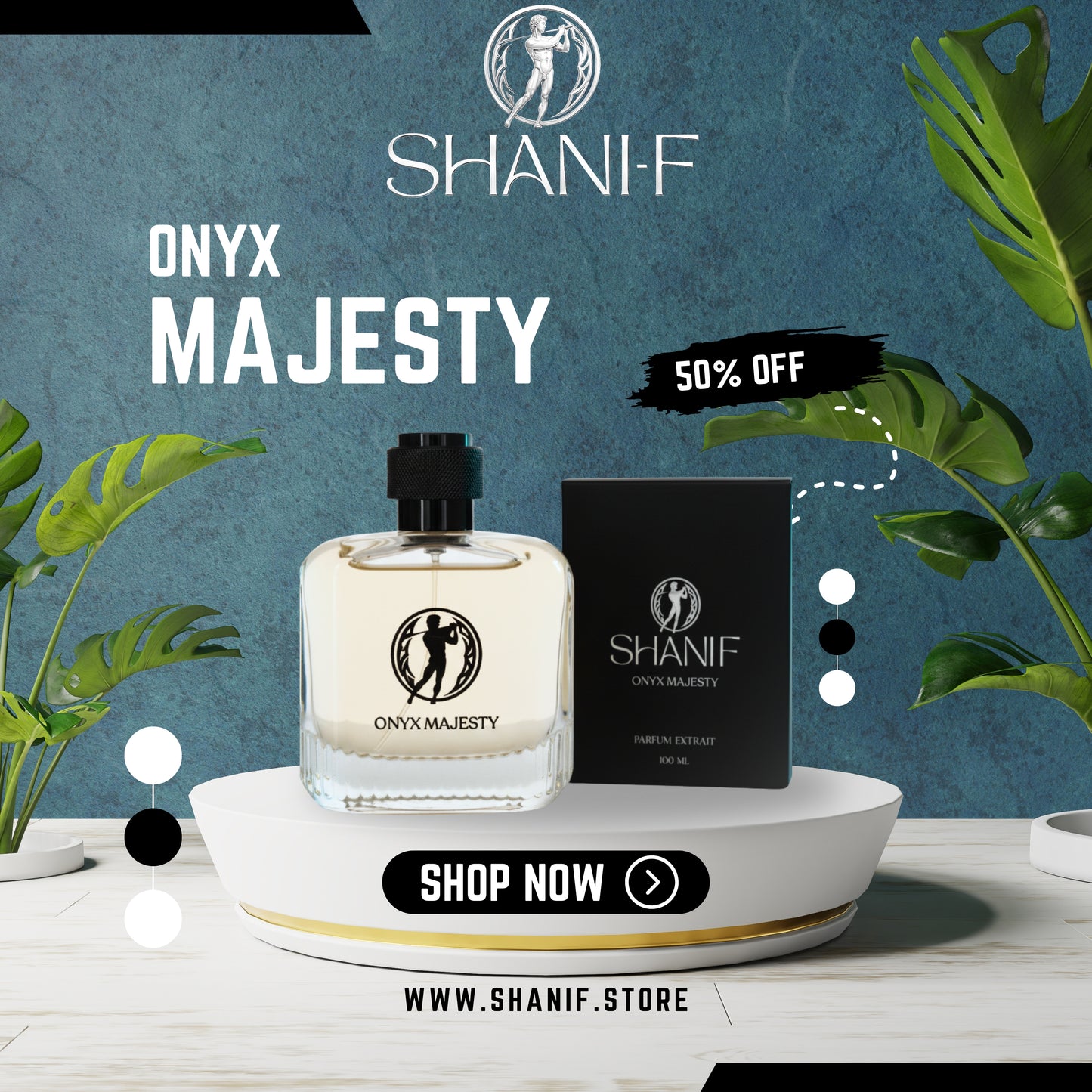 Shani-F Onyx Majesty Men's Long-Lasting Fruity Woody Pineapple Musk Extrait De Parfum