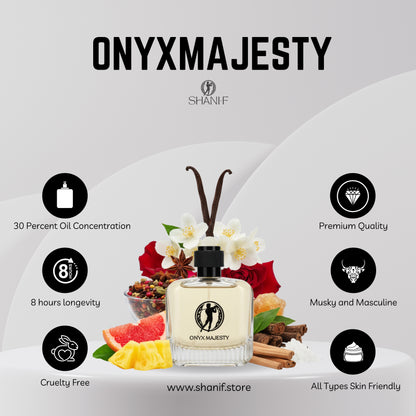 Shani-F Onyx Majesty Men's Long-Lasting Fruity Woody Pineapple Musk Extrait De Parfum