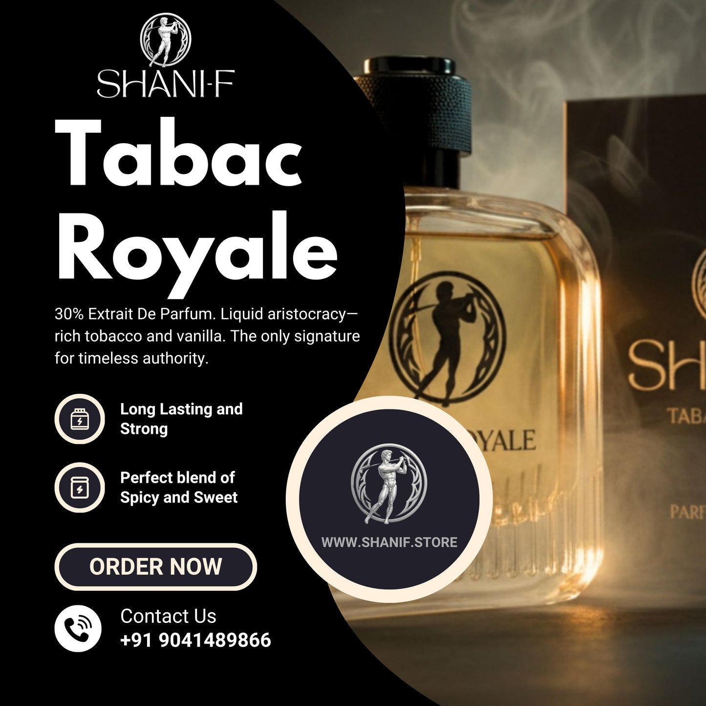 Shani-F Tabac Royale: Luxurious Warm Spicy Tobacco Vanilla Unisex Fragrance Spray
